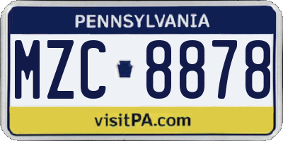 PA license plate MZC8878