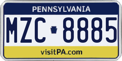 PA license plate MZC8885
