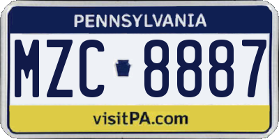 PA license plate MZC8887