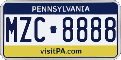 PA license plate MZC8888