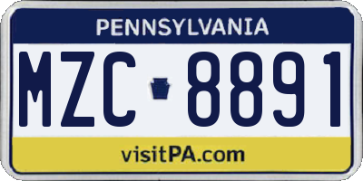 PA license plate MZC8891
