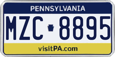 PA license plate MZC8895