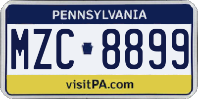 PA license plate MZC8899