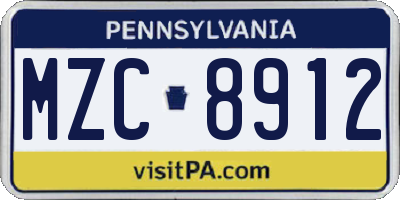 PA license plate MZC8912