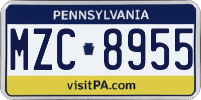 PA license plate MZC8955
