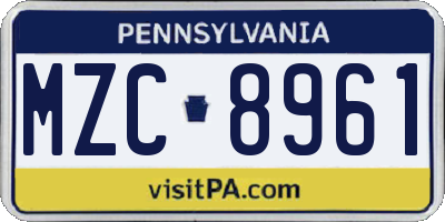 PA license plate MZC8961