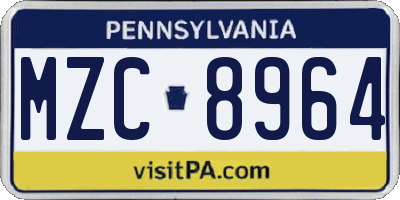 PA license plate MZC8964
