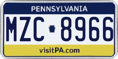 PA license plate MZC8966