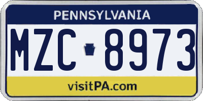 PA license plate MZC8973