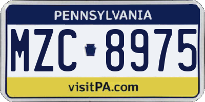 PA license plate MZC8975