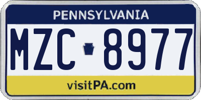 PA license plate MZC8977
