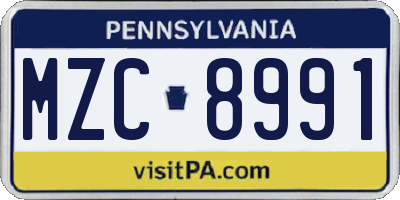 PA license plate MZC8991