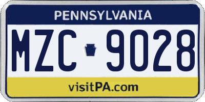 PA license plate MZC9028