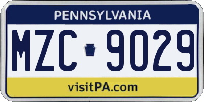 PA license plate MZC9029
