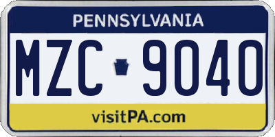 PA license plate MZC9040