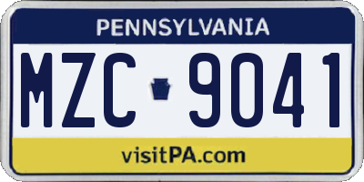 PA license plate MZC9041