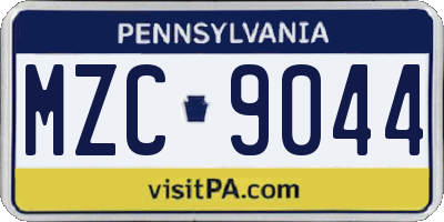 PA license plate MZC9044