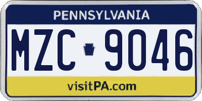 PA license plate MZC9046