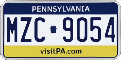 PA license plate MZC9054