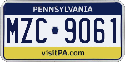 PA license plate MZC9061
