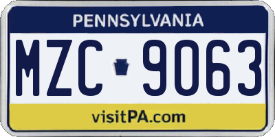 PA license plate MZC9063