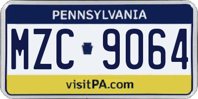 PA license plate MZC9064