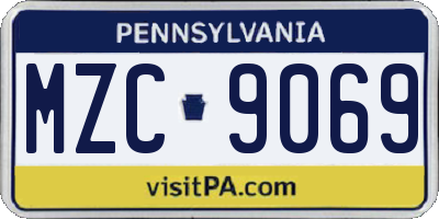 PA license plate MZC9069