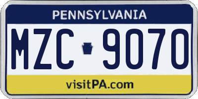 PA license plate MZC9070