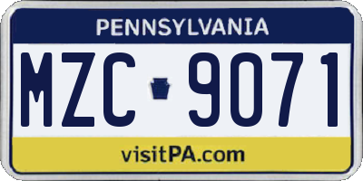 PA license plate MZC9071