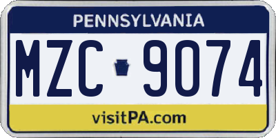 PA license plate MZC9074
