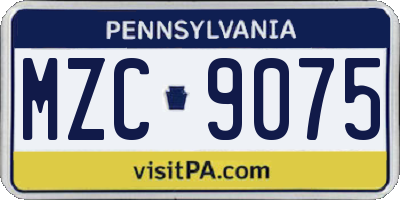 PA license plate MZC9075