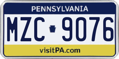 PA license plate MZC9076