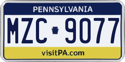 PA license plate MZC9077
