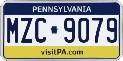 PA license plate MZC9079
