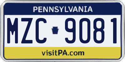 PA license plate MZC9081
