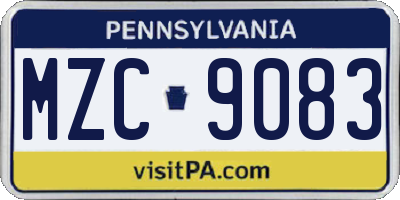 PA license plate MZC9083