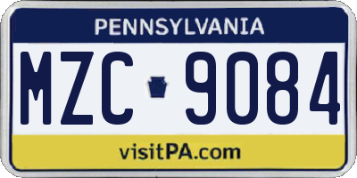 PA license plate MZC9084