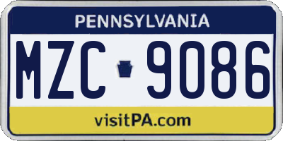 PA license plate MZC9086