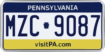 PA license plate MZC9087