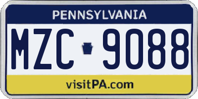 PA license plate MZC9088