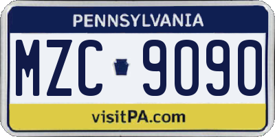 PA license plate MZC9090