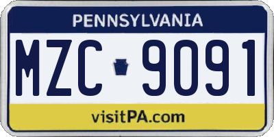PA license plate MZC9091