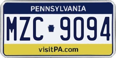 PA license plate MZC9094