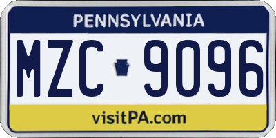 PA license plate MZC9096