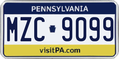PA license plate MZC9099