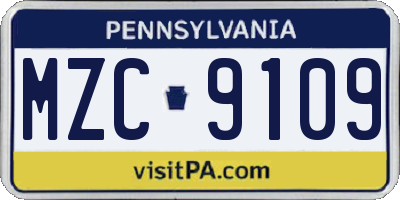 PA license plate MZC9109
