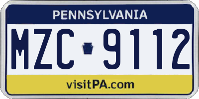 PA license plate MZC9112