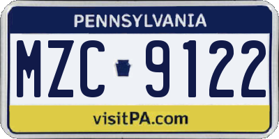 PA license plate MZC9122