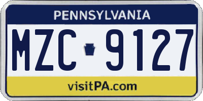 PA license plate MZC9127