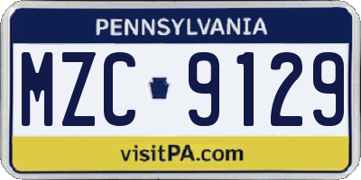PA license plate MZC9129